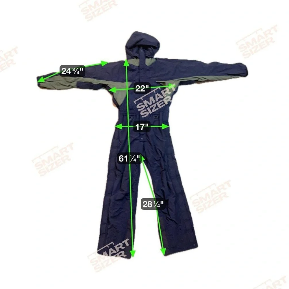 Vintage Montbell Navy and Green Hooded Ski Suit - Picture 3 of 4